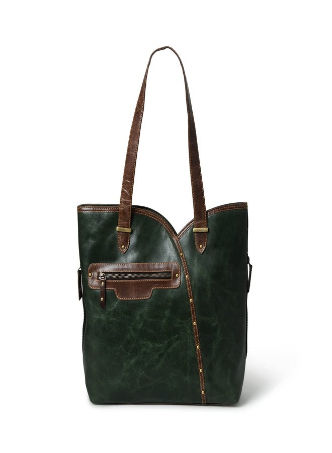 MaheTri Leather Shoulder Bag Tote for Women Purse Satchel Travel Bag shopping Carry Messenger Multipurpose Handbag, Buffalo Leather (Green) - Image 3